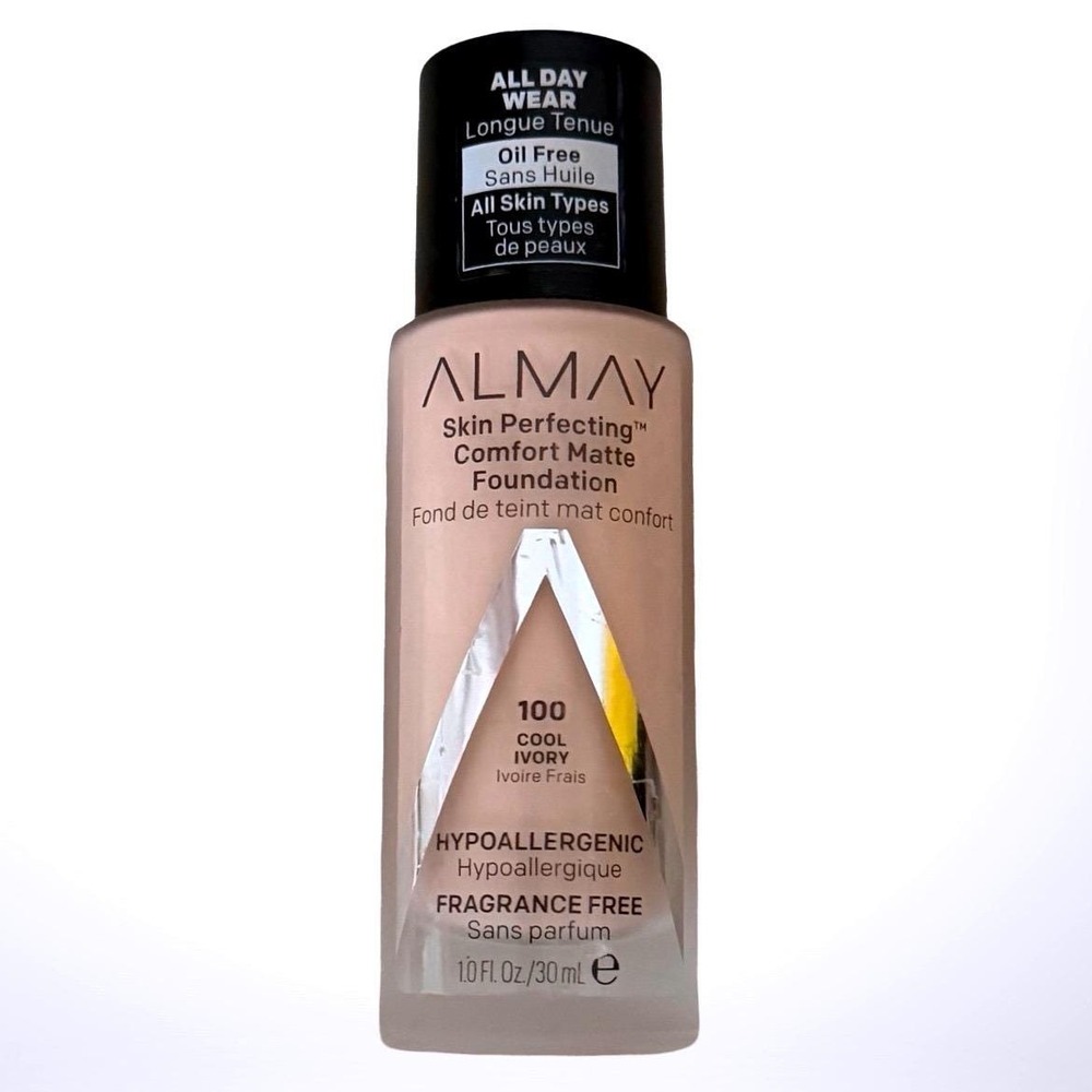 Almay Skin Perfecting Comfort Matte Foundation 100 Cool Ivory 1oz Oil Free New